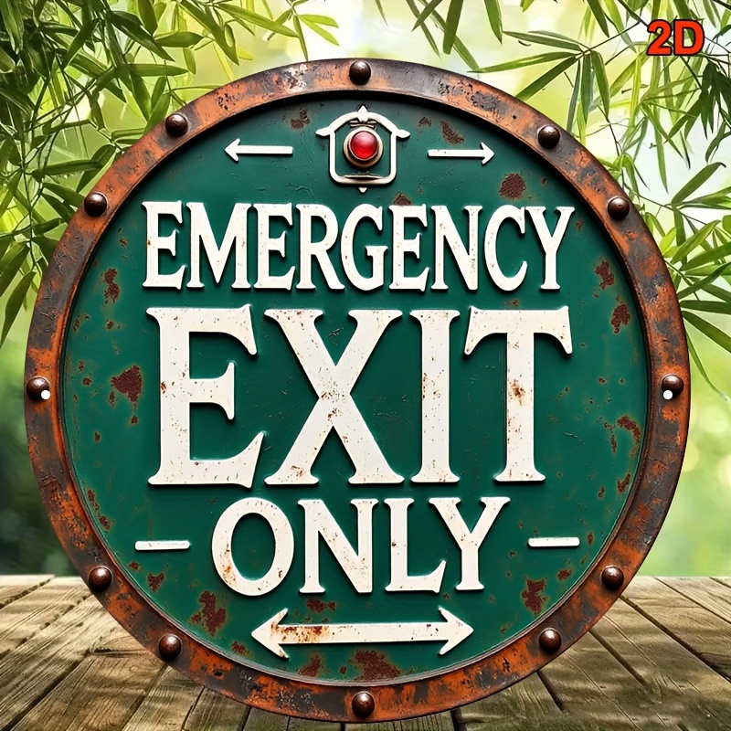 2D Industrial Retro Metal Emer - Emergency Exit Sign reseña y precio