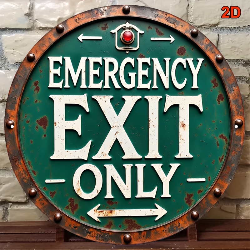2D Industrial Retro Metal Emer - Emergency Exit Sign reseña y precio