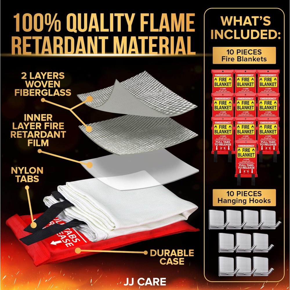 Fire Blanket – 10 Packs with H - Fire Blanket Kitchen reseña y precio