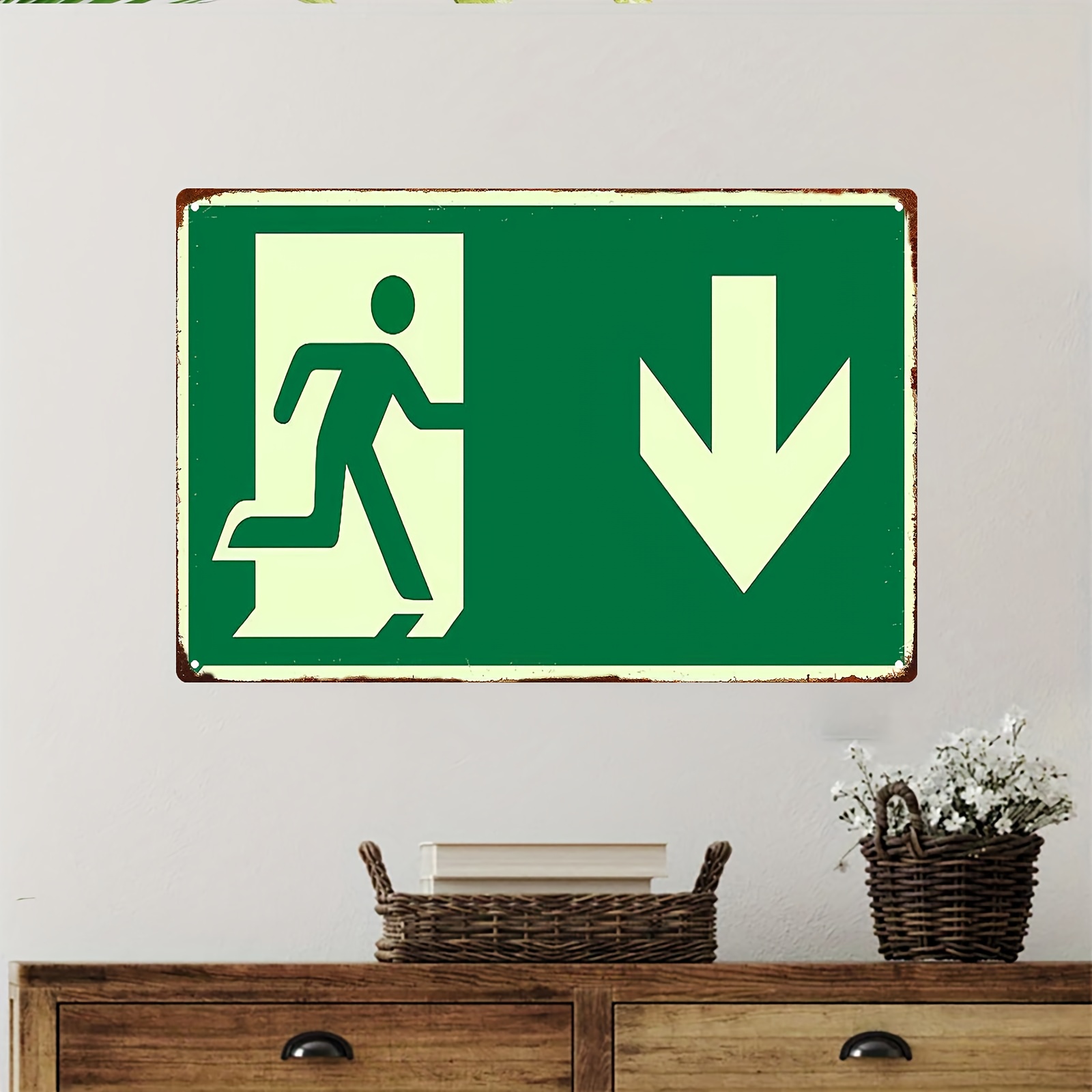2D Vintage Metal Iron Sign | P - Emergency Exit Sign reseña y precio