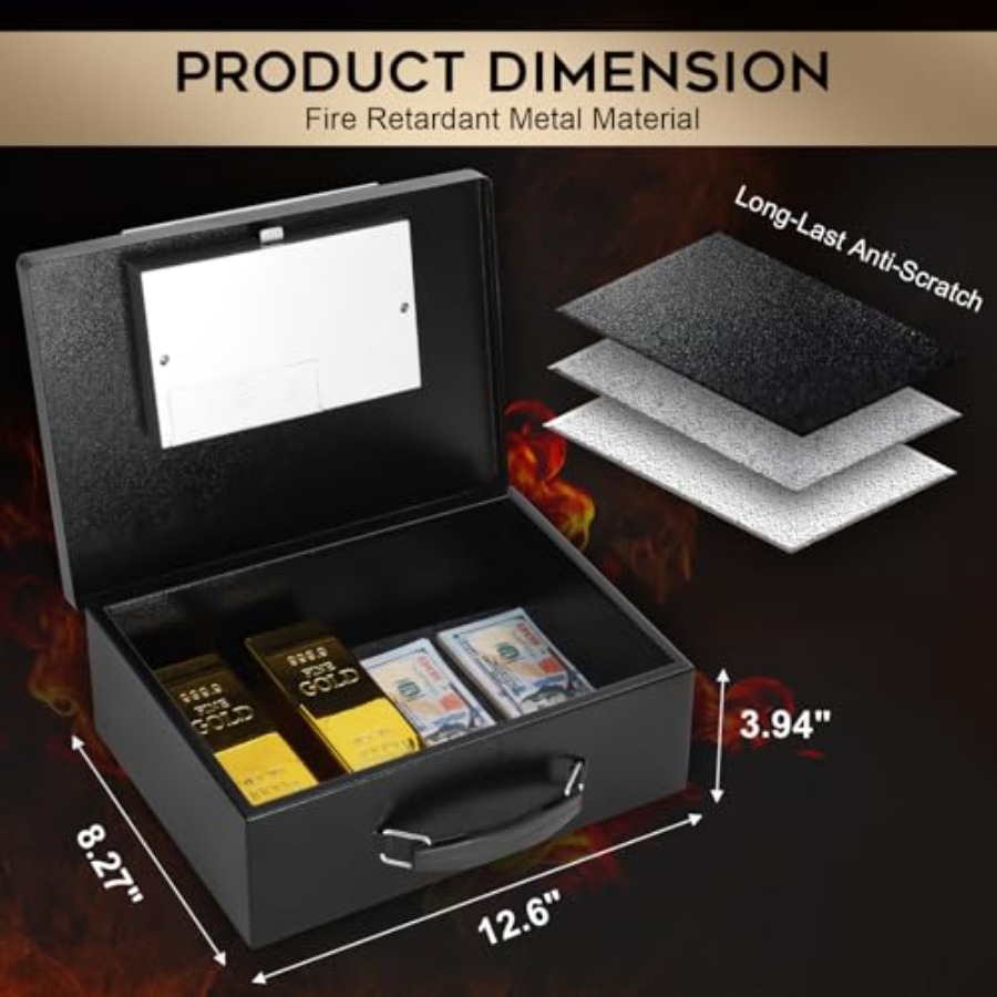 Portable Metal Safe Box with D - Fire Safe Document reseña y precio