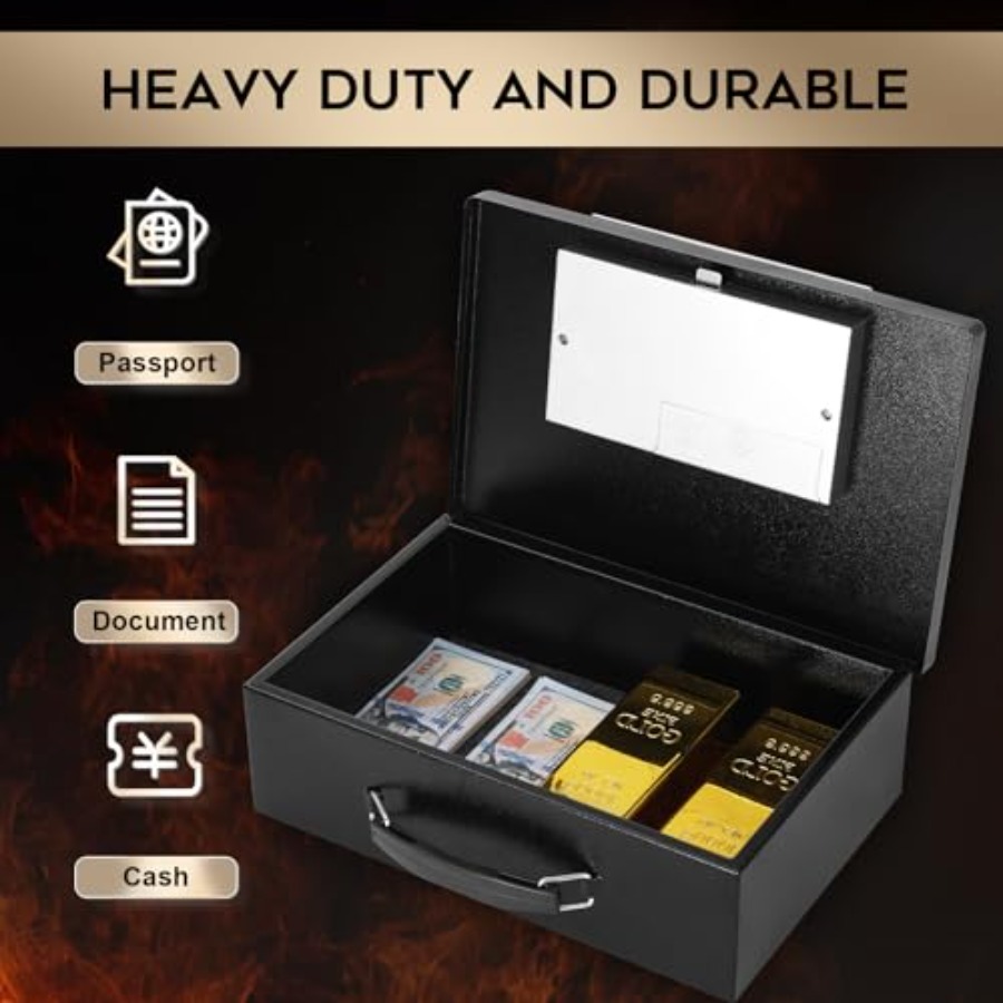 Portable Metal Safe Box with D - Fire Safe Document reseña y precio