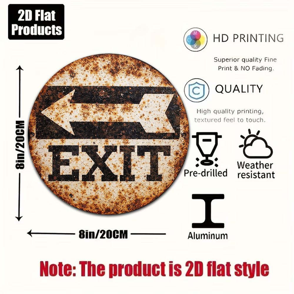 2D Metal Sign 8x8in/20x20cm Re - Emergency Exit Sign reseña y precio