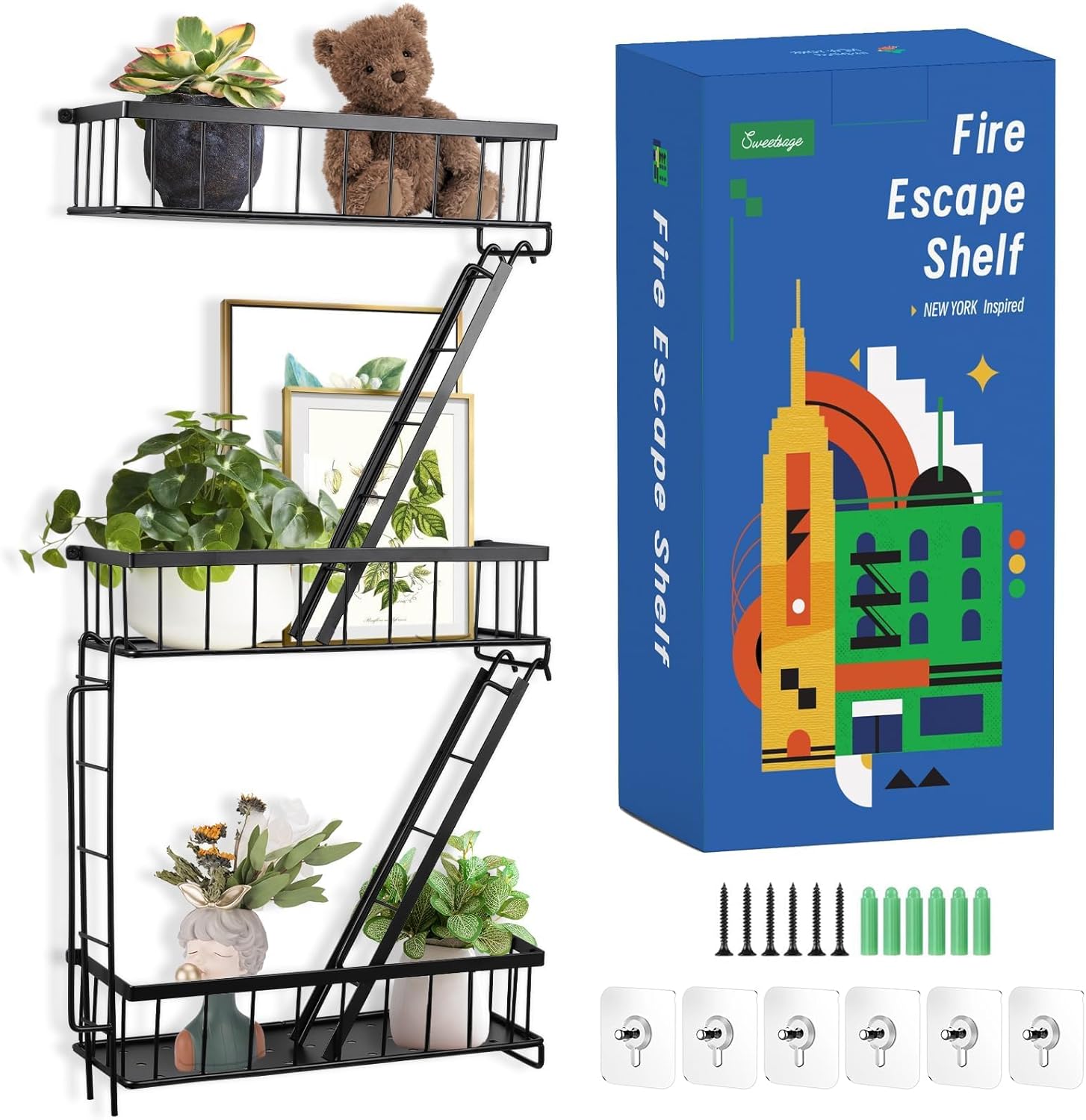 Fire Escape Wall Shelf - New Y - Fire Escape Ladder reseña y precio