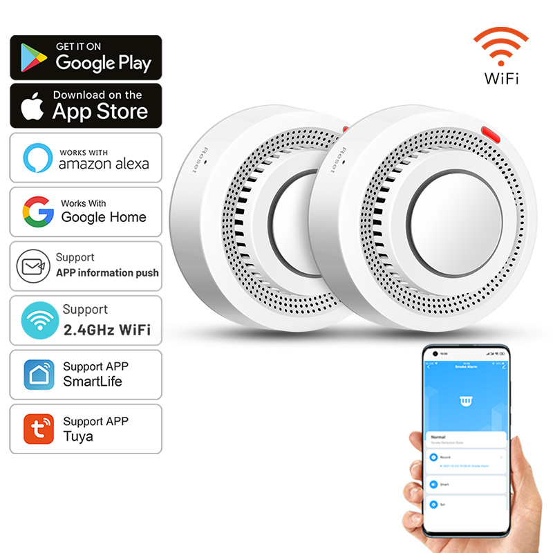 2 Pack Tuya Smart WiFi Smoke D - Smoke Detector Interconnected reseña y precio