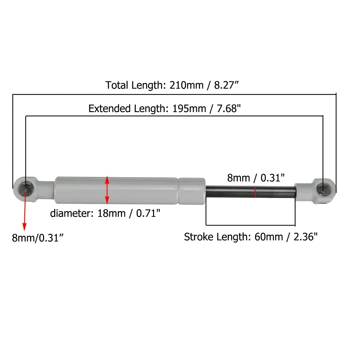 200-380N 195mm 8mm for RV Bed  - Window Lock Bar reseña y precio